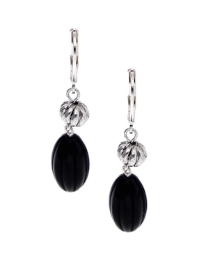 Aretes largos ovalados Napier Midnight Beads con acabado brillante