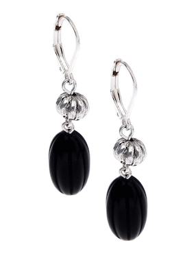 Aretes largos ovalados Napier Midnight Beads con acabado brillante