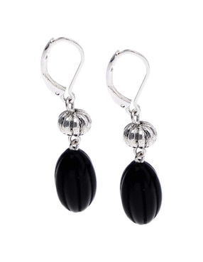 Aretes largos ovalados Napier Midnight Beads con acabado brillante