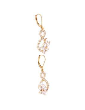 Aretes largos de flor Napier con acabado brillante