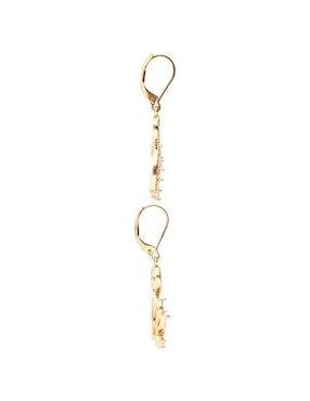 Aretes largos de flor Napier con acabado brillante
