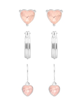Set de aretes cortos Napier Love Hearts con acabado brillante