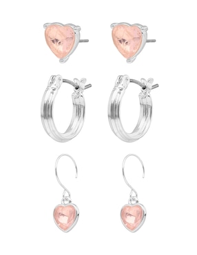 Set de aretes cortos Napier Love Hearts con acabado brillante