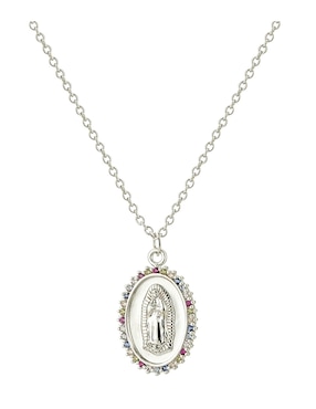 Collar con dije ovalado Carmela Mía Virgen de Guadalupe de baño de oro 14 K