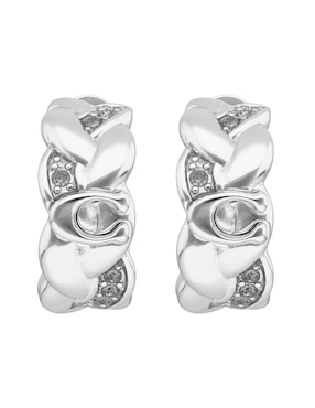 Aretes cortos Coach 2.1 Braided Metal con acabado brillante