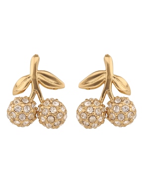 Aretes cortos de cereza Coach Pave Icons con acabado brillante