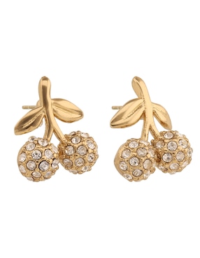 Aretes cortos de cereza Coach Pave Icons con acabado brillante