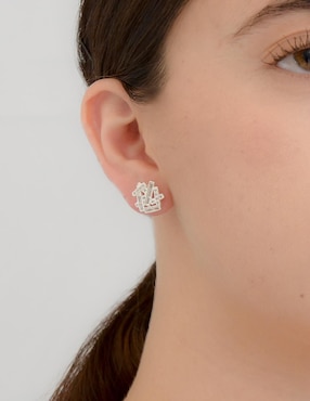 Broqueles de flor Bijoux Fp de plata p 925 zirconia