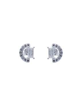 Aretes Bijoux Fp de plata P 925 con acabado pulido zirconia