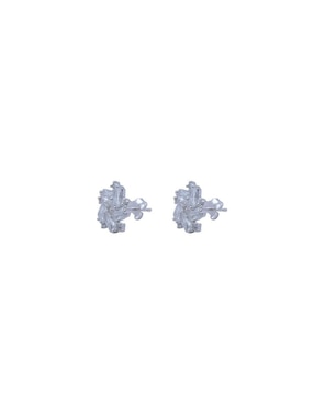 Aretes cortos de flor Bijoux Fp de plata p 925 zirconia