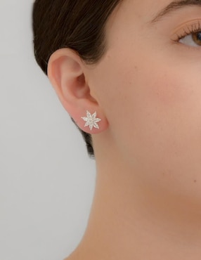 Broqueles de flor Bijoux Fp de plata p 925 zirconia