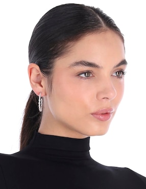 Aros Anne Klein Silver Bells con acabado pavé zirconia