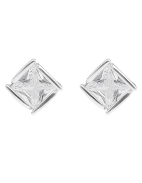 Broqueles cuadrados Anne Klein Silver Bells con acabado brillante