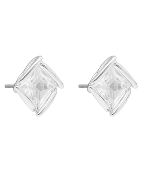 Broqueles cuadrados Anne Klein Silver Bells con acabado brillante