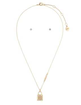 Set aretes y collar de candado Dkny