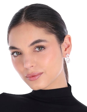Aretes largos circulares Anne Klein Silver Bells con acabado brillante