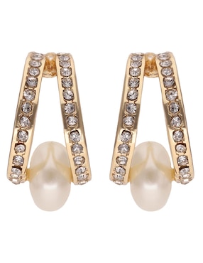Arracadas redondas Anne Klein Tinsel Love con acabado pavé