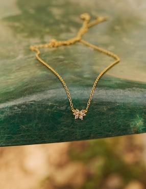 Collar fairy tail de flor Apodemia Olivia Wild de baño de oro 18 K