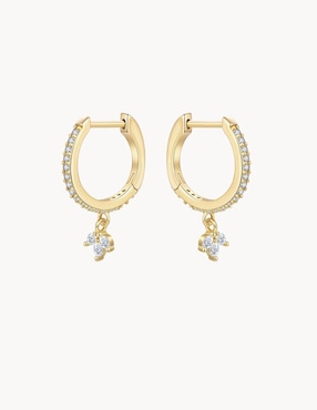 Aretes cortos de flor Fairy Tail Apodemia Olivia Wild con acabado baño de oro de 18 K circonita