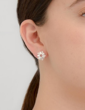 Broqueles de flor Bijoux Fp de plata p 925 zirconia