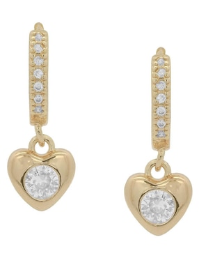 Huggies de corazón Horoz 18 k con acabado chapa de oro zirconia
