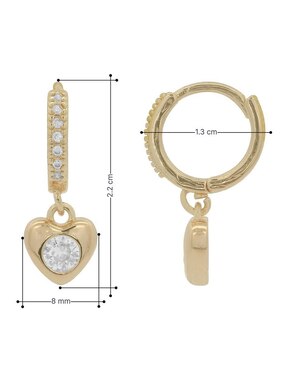 Huggies de corazón Horoz 18 k con acabado chapa de oro zirconia