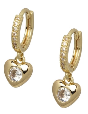 Huggies de corazón Horoz 18 k con acabado chapa de oro zirconia