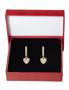 Huggies de corazón Horoz 18 k con acabado chapa de oro zirconia
