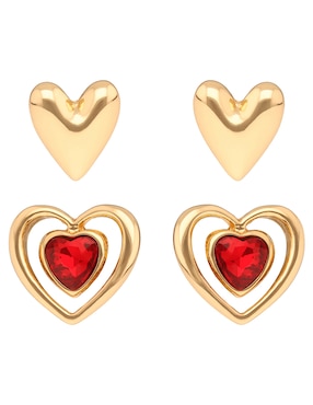 Set de aretes de corazón nine west con acabado brillante