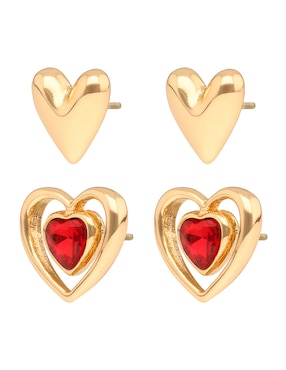 Set de aretes de corazón nine west con acabado brillante