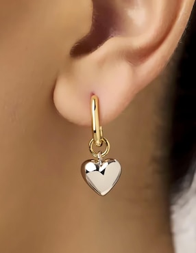 Aretes de corazón Mink de plata P 925 con acabado brillante