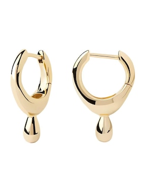 Aretes de aro de gota Mink de plata P 925 con acabado brillante