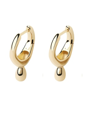 Aretes de aro de gota Mink de plata P 925 con acabado brillante