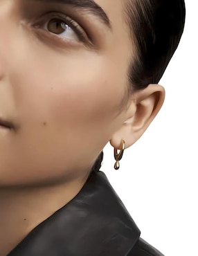 Aretes de aro de gota Mink de plata P 925 con acabado brillante