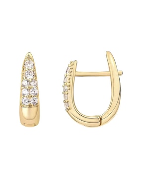 Arracadas de herradura Mink de plata P 925 con acabado chapa de oro circonita