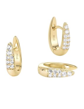 Arracadas de herradura Mink de plata P 925 con acabado chapa de oro circonita