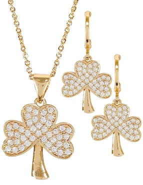 Aretes y collar de trébol Og zirconia
