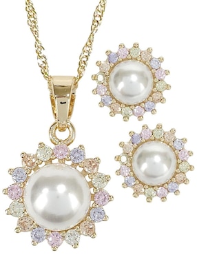 Aretes y collar circulares Og perla de cristal