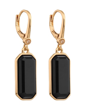Aretes cortos octagonales Dkny Basic Jet con acabado lustre zirconia cúbica