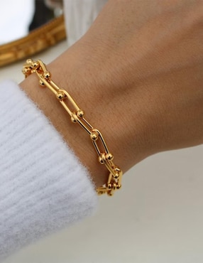 Pulsera Moon de oro laminado 8 k con acabado pulido