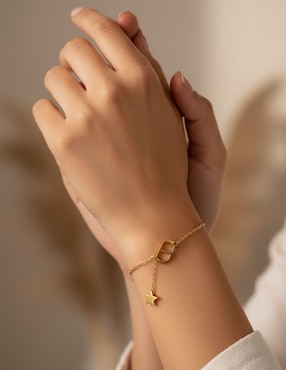 Pulsera Moon de oro laminado 8 k con acabado pulido