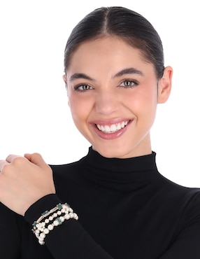 Pulsera Anne Klein con cuarzo Glacial Glow con acabado esmaltado