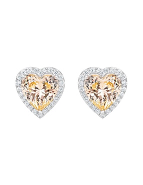 Broqueles de corazón Gladkova joyería de plata p925 con acabado brillante zirconia