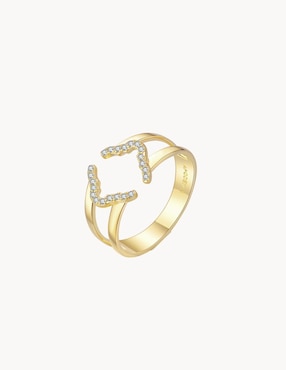 Anillo geométrico Apodemia Olivia Wild circonita con acabado baño de oro 18 k