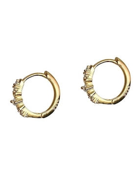 Huggies circulares Sofia Blum de plata p 925 con acabado chapa de oro circonita