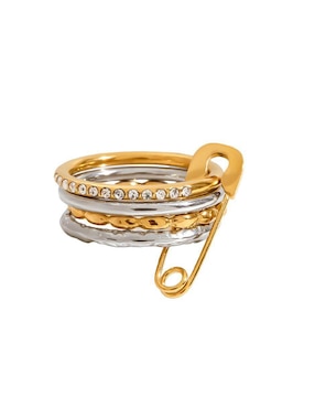 Anillo Moon 10 k de oro laminado zirconia pulido