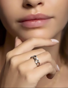 Anillo de cadena Mink P 925 de plata brillante