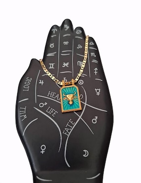 Collar con dije de signo zodiacal Nira de oro laminado 10 K
