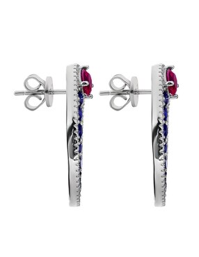 Aretes cortos Gladkova Joyería de plata p 925 con acabado pavé zafiro