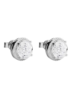 Broqueles circulares Gladkova Joyería de plata p 925 con acabado brillante zirconia